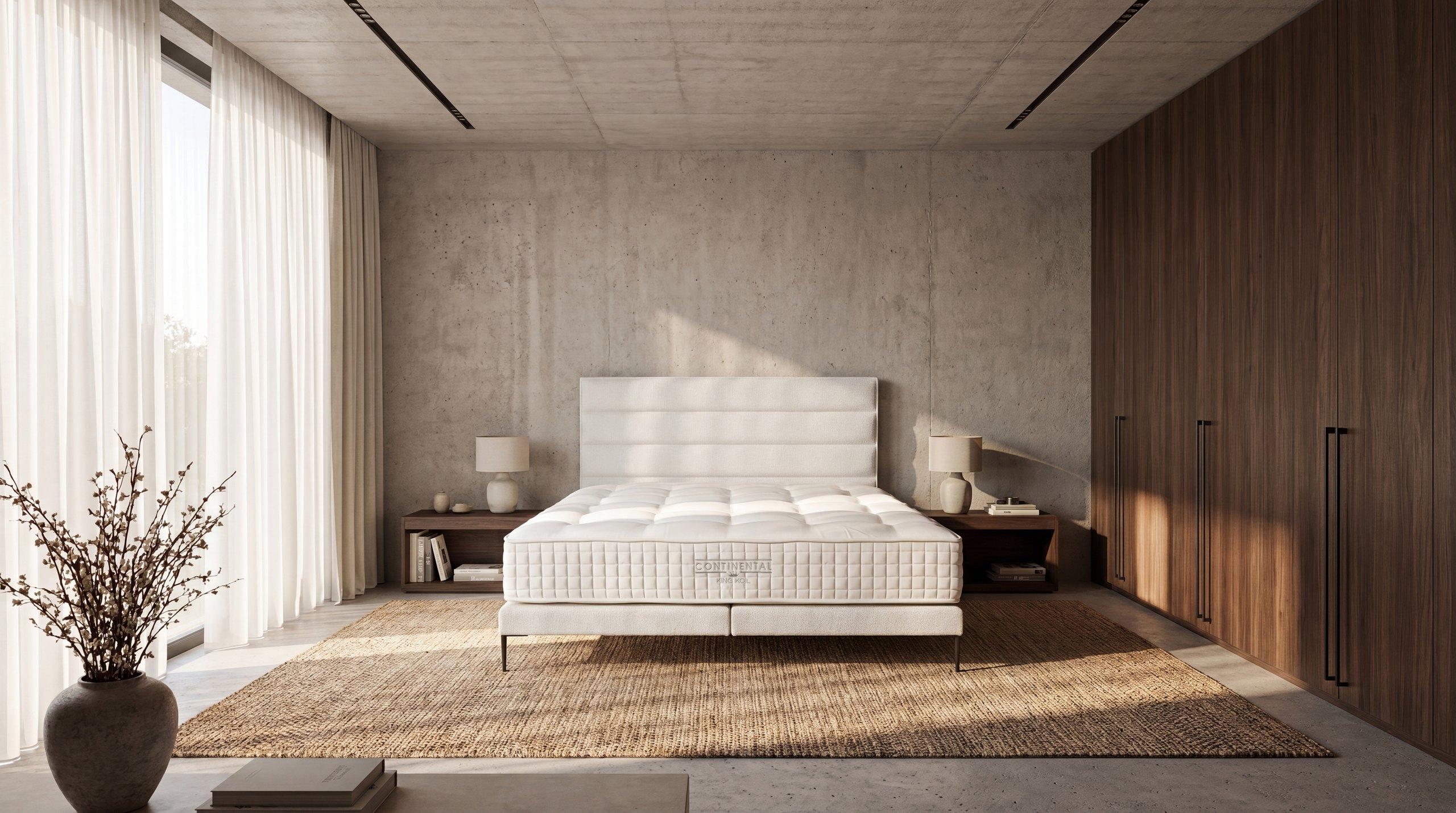 King Koil Stripe Boxspringbett im Schlafzimmer-Ambiente