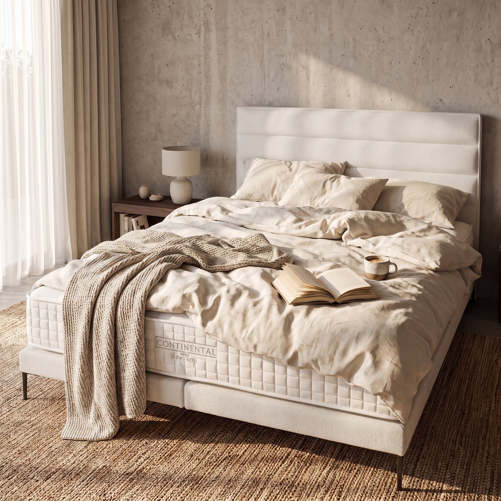 King Koil Stripe Boxspringbett im Schlafzimmer-Ambiente